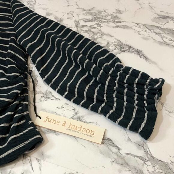 June & Hudson Green Striped Crop XS NWT - Picture 5 of 8